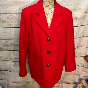 Vintage Harve Benard Red Blazer Wool Cashmere Blend Size 10 Pockets
